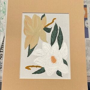 Magnolia acrylic painting with Beige Mat